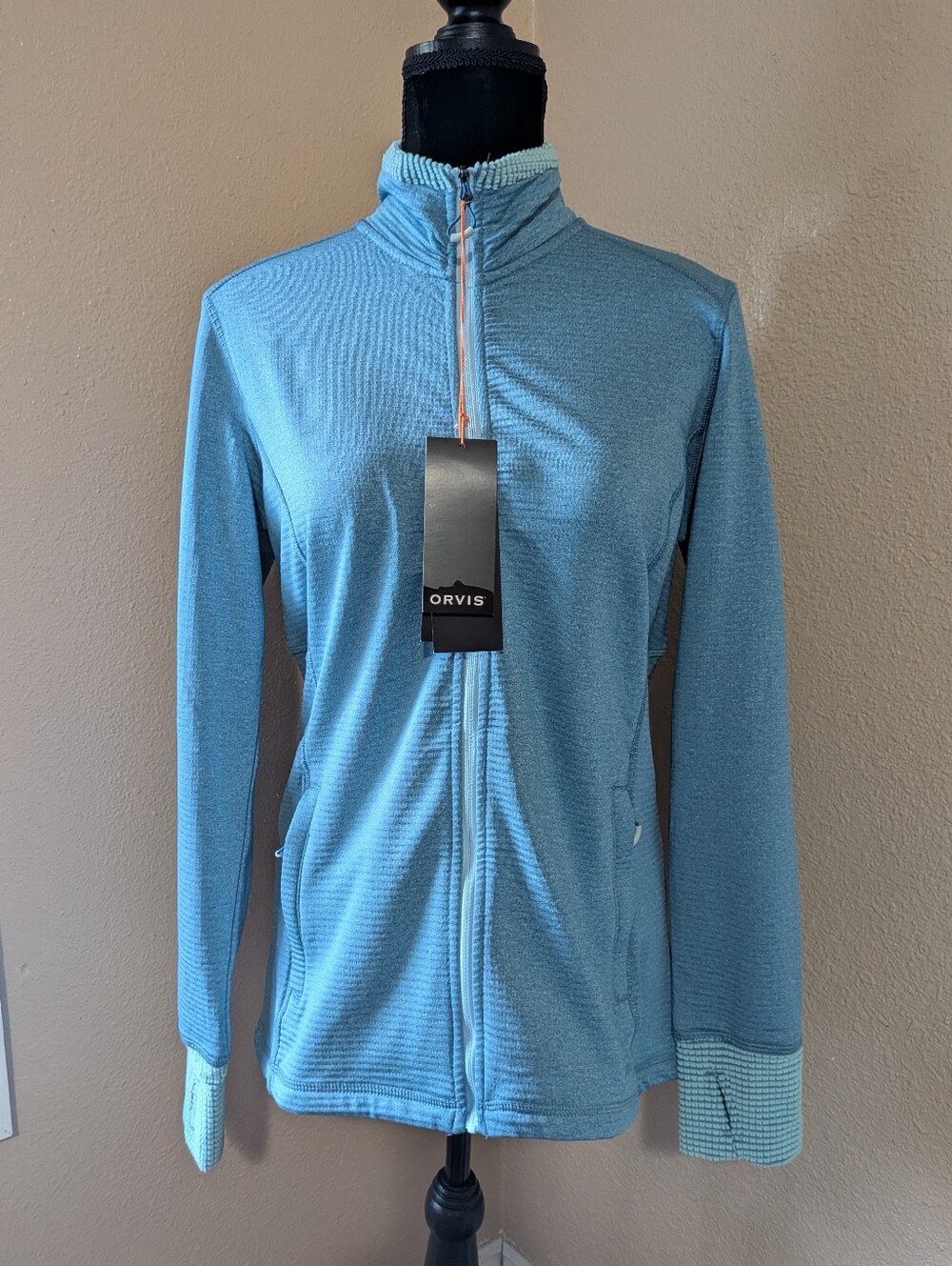 Orvis Waffle R1 R2 R3 Style Thermal Full Zip Sweatshirt In Sky Blue Women's M